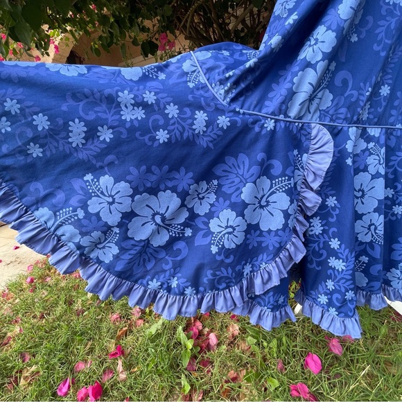Princess Kaiulani Hawaiian Muumuu Royal Blue Maxi Dress Women’s 16 Vintage - Picture 11 of 13
